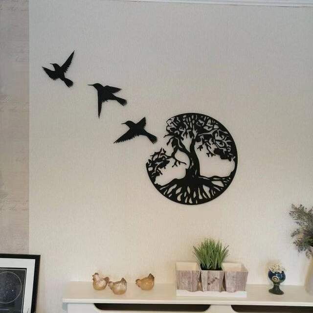 Birds & Tree Iron Wall Art - Hanging Decor - LuxuriesTree