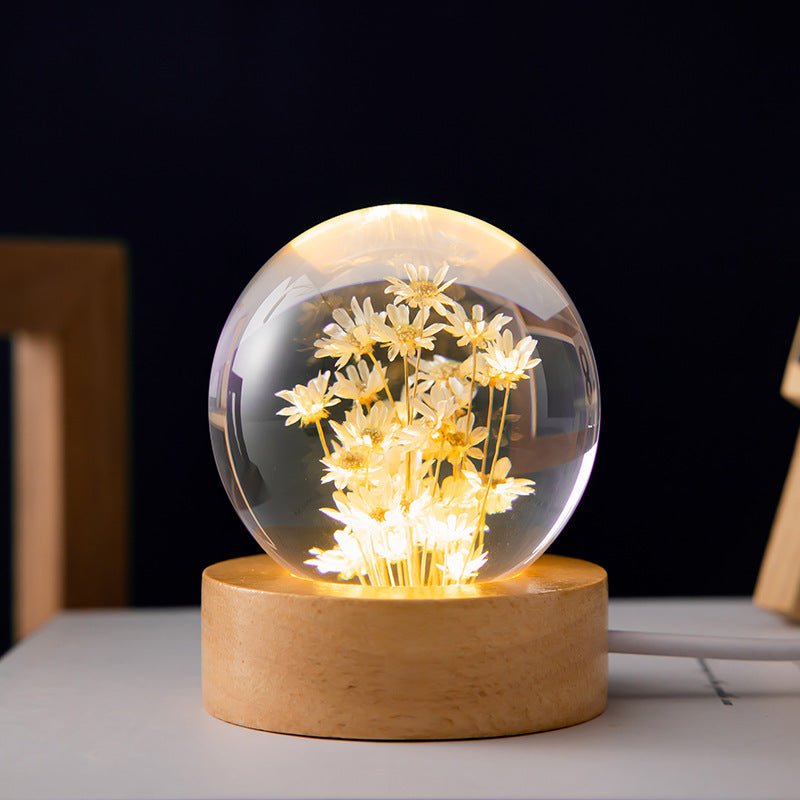 Dandelion Crystal Ball on Beechwood Stand - LuxuriesTree