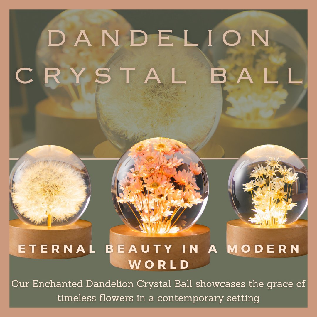 Dandelion Crystal Ball on Beechwood Stand - LuxuriesTree