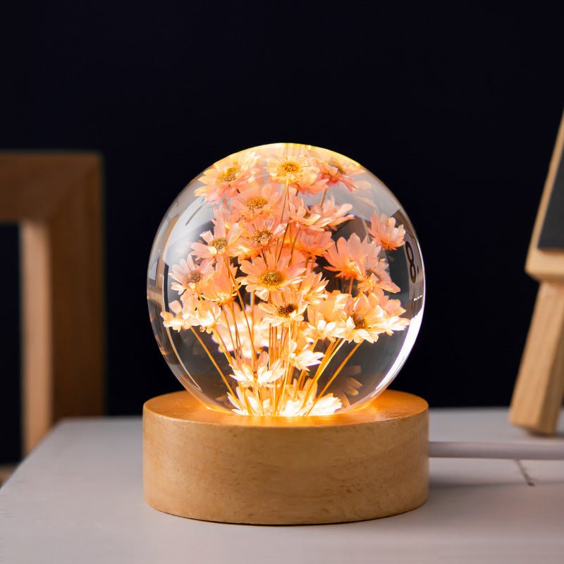 Dandelion Crystal Ball on Beechwood Stand - LuxuriesTree