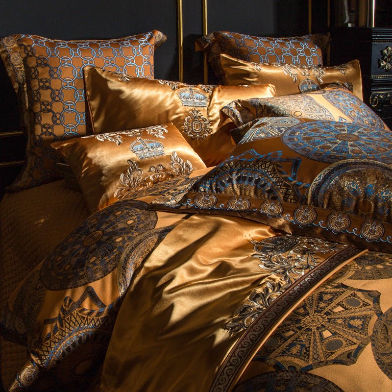 European Court Elegance: Luxury Embroidery Villa Four-Piece Bedding Set - LuxuriesTree