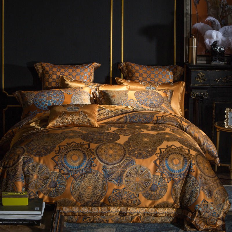 European Court Elegance: Luxury Embroidery Villa Four-Piece Bedding Set - LuxuriesTree