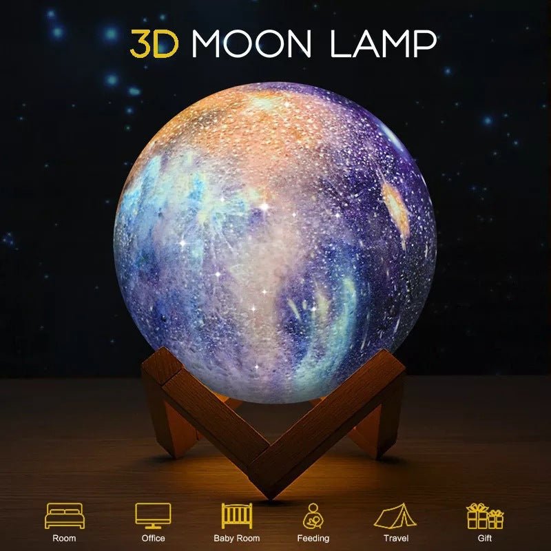 LED Star Galaxy Moon Lamp - Remote Control 3D Night Light - LuxuriesTree