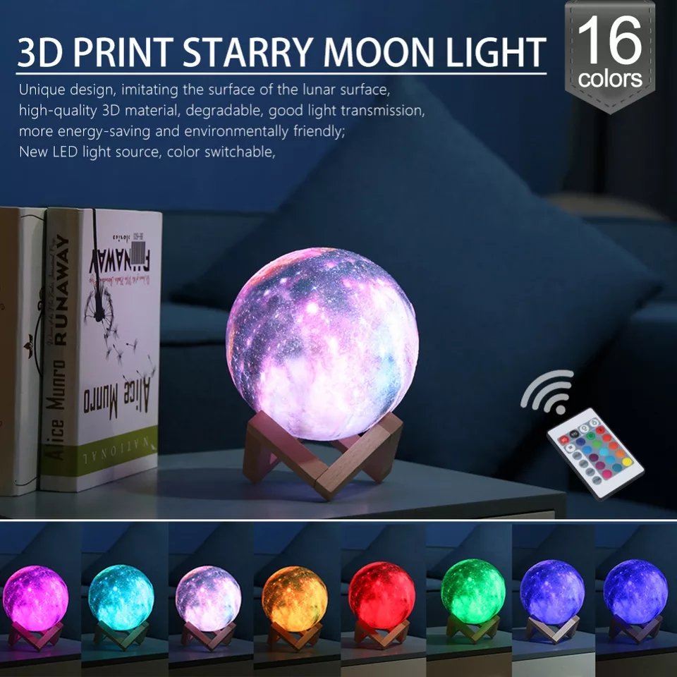 LED Star Galaxy Moon Lamp - Remote Control 3D Night Light - LuxuriesTree