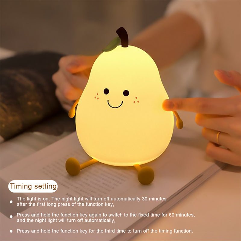 USB Rechargeable LED Pear Night Light for Kids Bedroom - LuxuriesTree