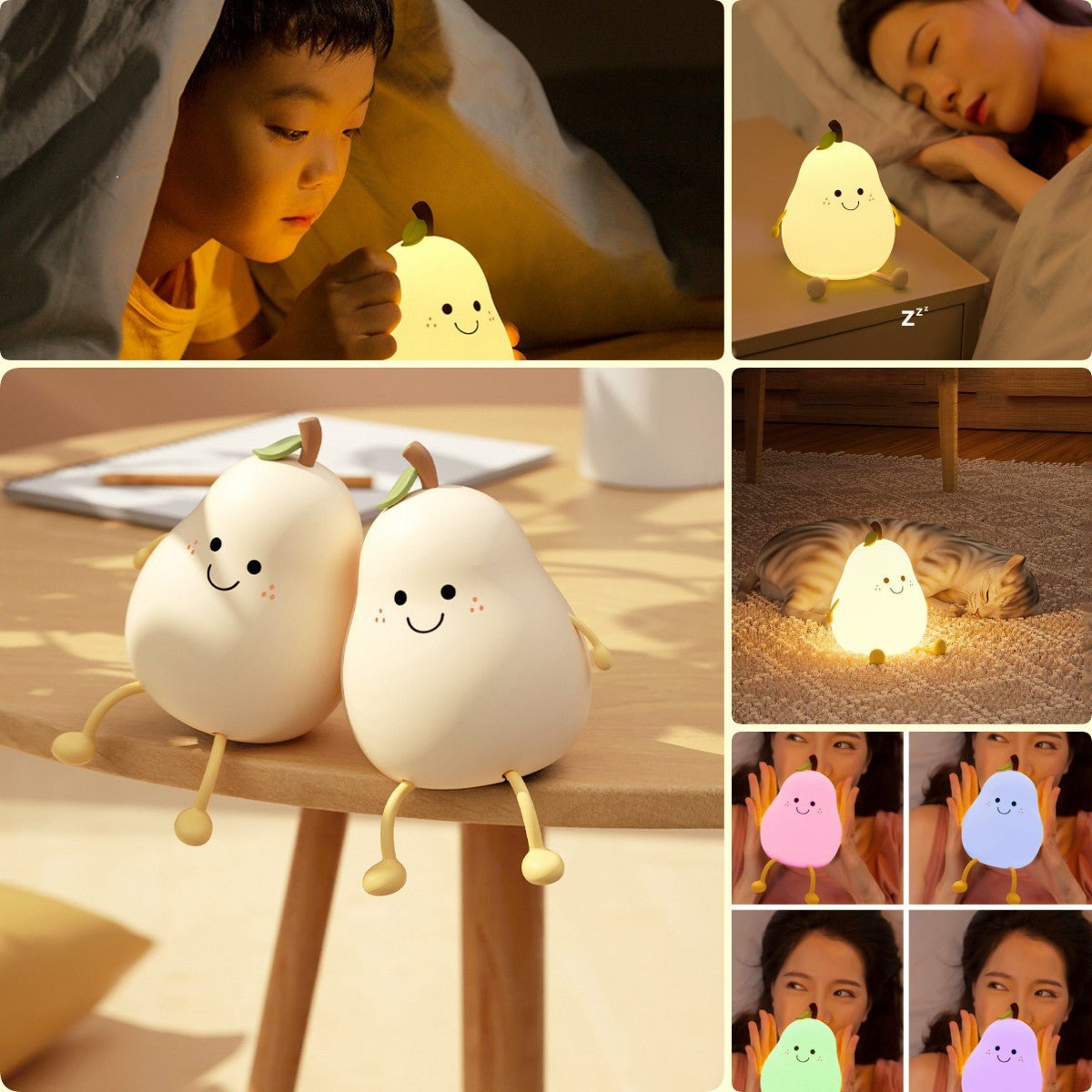 USB Rechargeable LED Pear Night Light for Kids Bedroom - LuxuriesTree